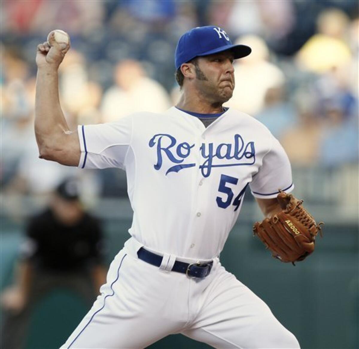 Kansas City Royals starting pitcher Anthony Lerew throws in the first inning of a baseball game against the Houston Astros Thursday, June 17, 2010, in Kansas City, Mo. (AP Photo/Ed Zurga)