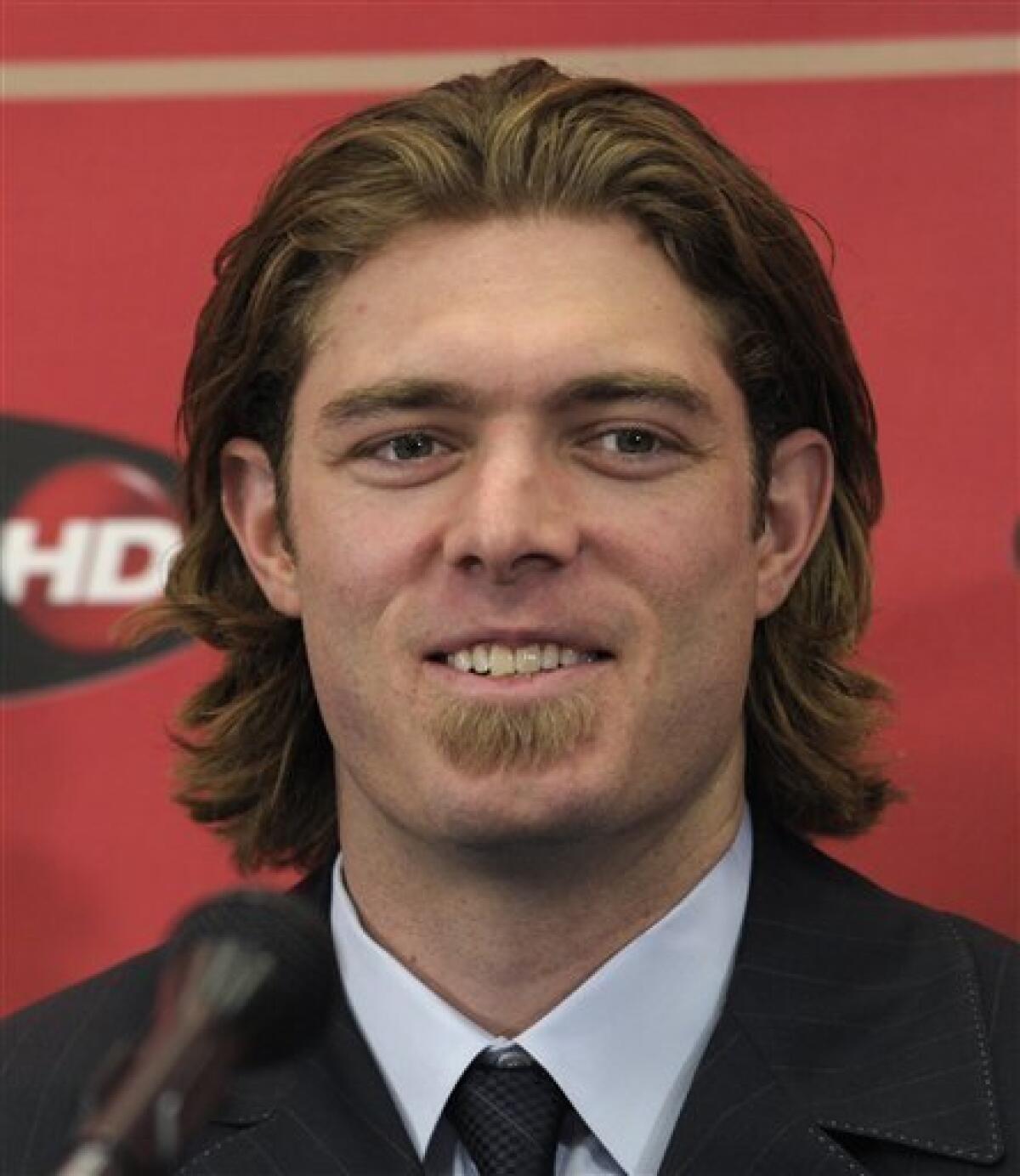 The Washington Nationals newest outfielder Jason Werth wears his