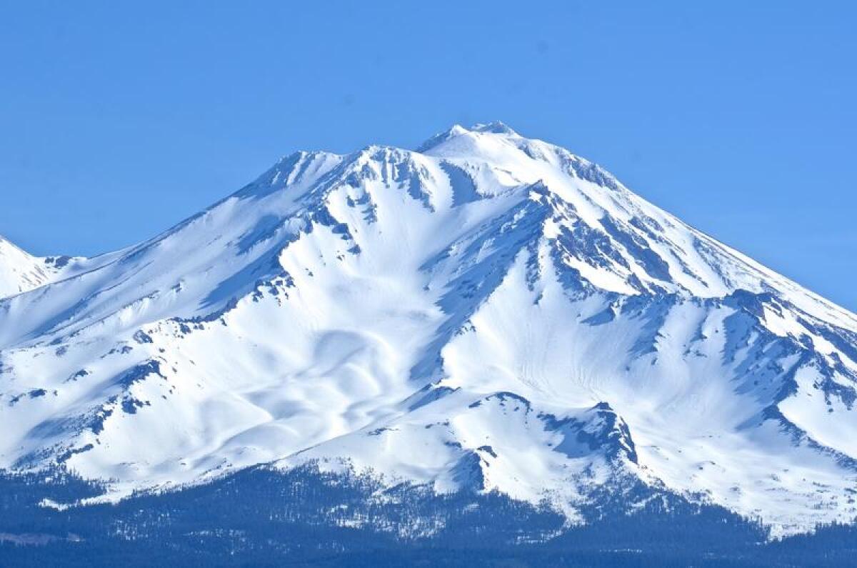 Mt. Shasta, seen from Castle Crags State Park.