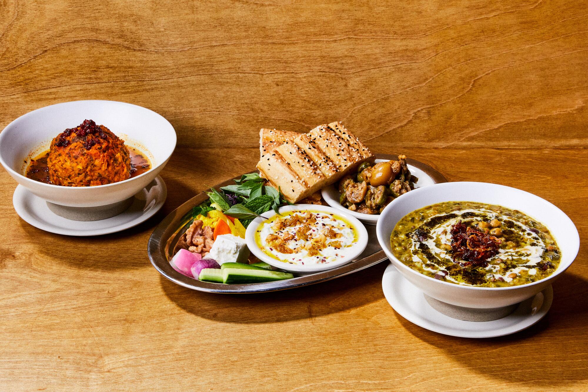 A few dishes from the Persian Restaurant Azizam in Silver Lake.