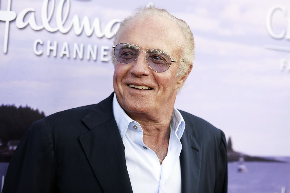 James Caan posing in tinted glasses and a dark suit.