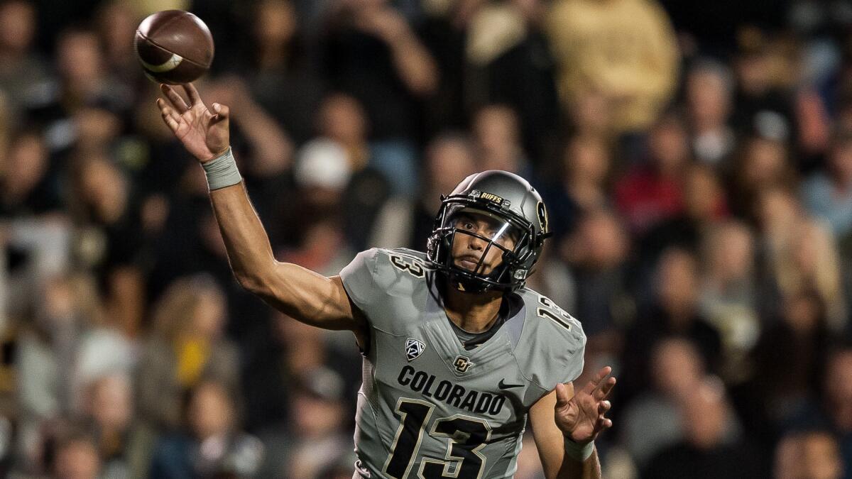 Colorado quarterback Sefo Liufau passes against Arizona on Oct. 17, 2015.