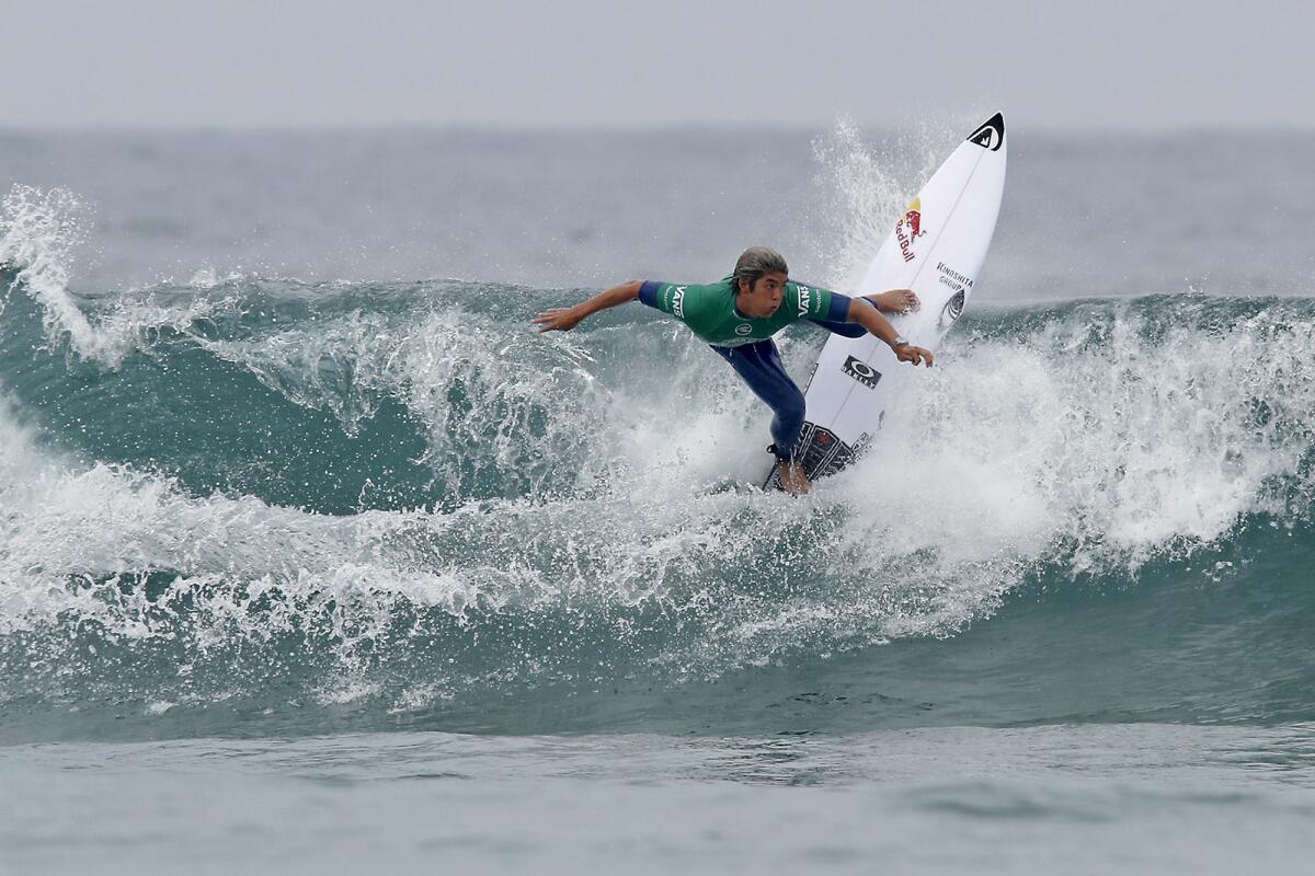 Huntington Beach's Kanoa Igarashi competes in the 2019 U.S. Open of Surfing.