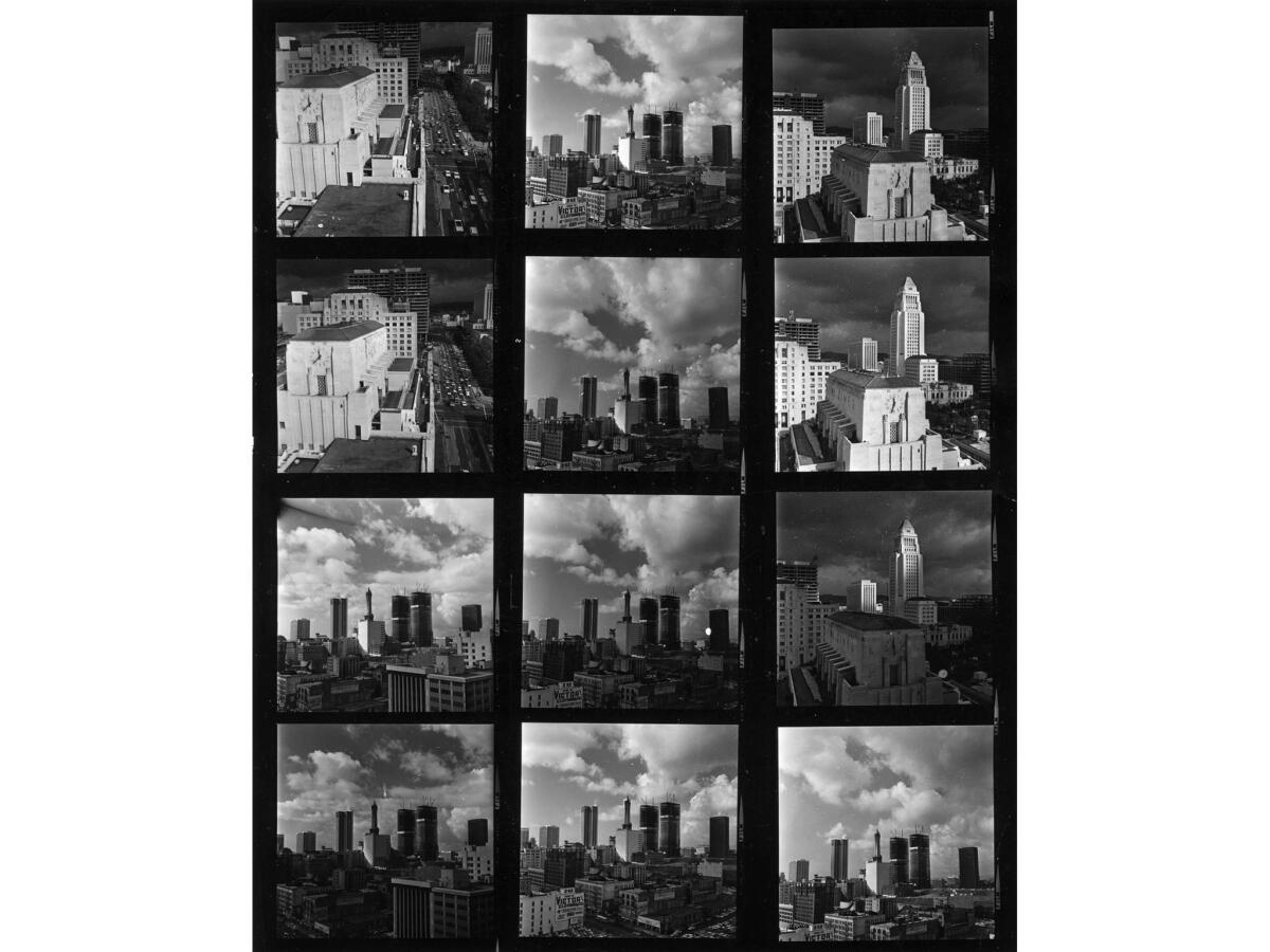Sep. 12, 1970: Proof sheet of images of Los Angeles City Hall and downtown Los Angeles taken by a Los Angeles Times photographer.