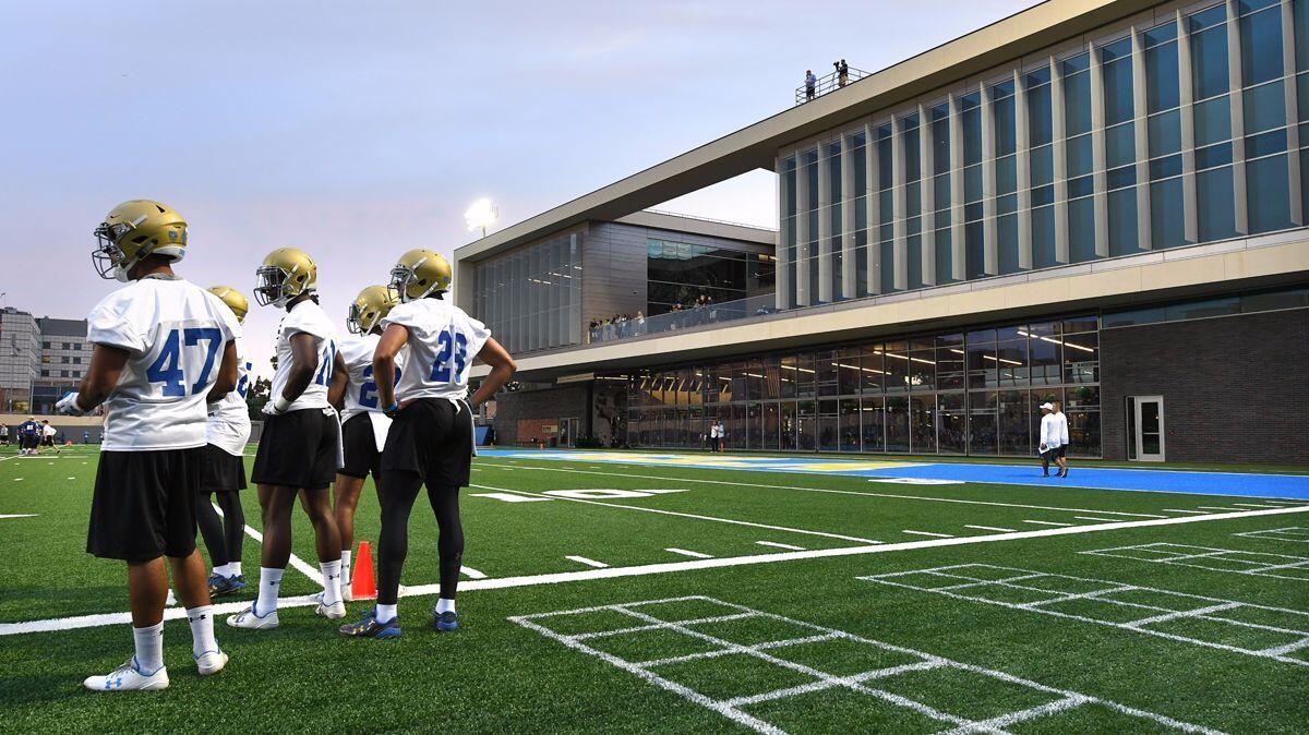 A view from the field of the $75-million Wasserman training facilty on the UCLA campus Wednesday.