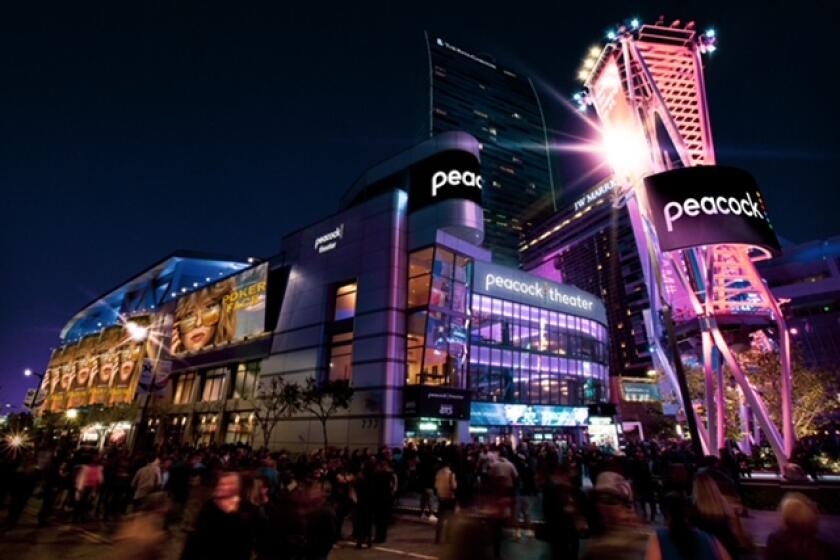 A rendering of the newly branded Peacock Theater in downtown Los Angeles