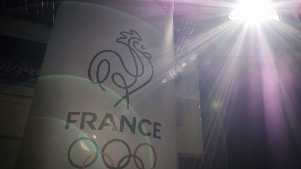 A logo of the French Olympic team is viewed inside the renovated site of Club France, French hospitality house for Rio 2016 Olympic Games Rio de Janeiro.