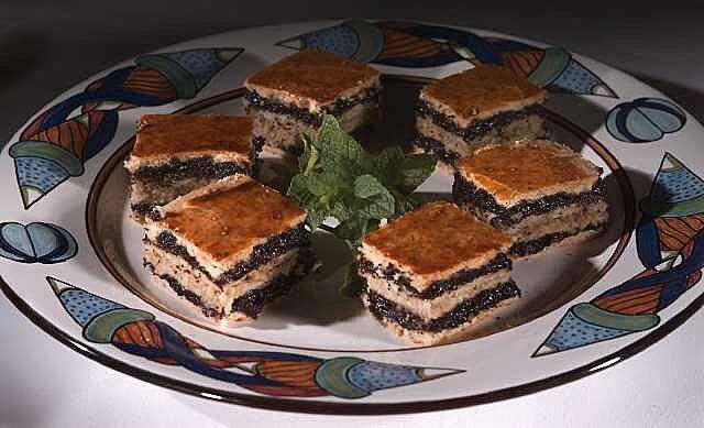 Layered poppy seed pastries