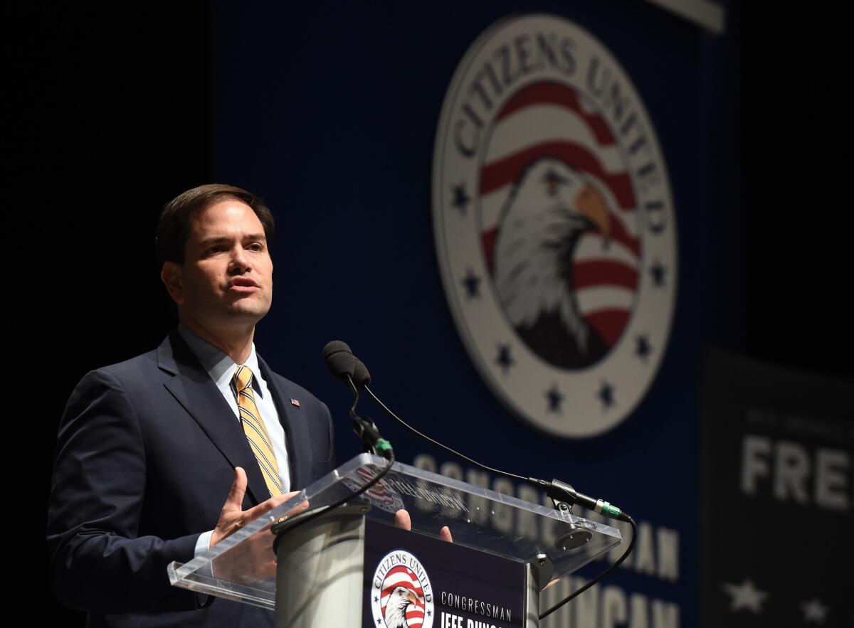 Republican presidential hopeful Sen. Marco Rubio (R-Fla.) speaks at the Freedom Summit in Greenville, S.C.