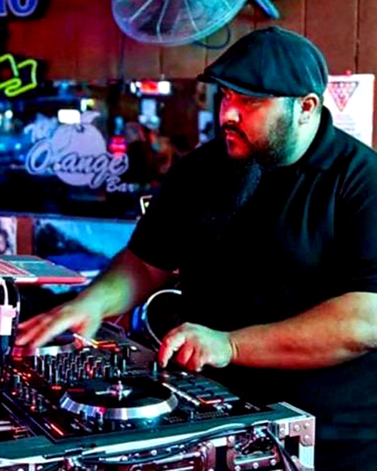 A man DJing