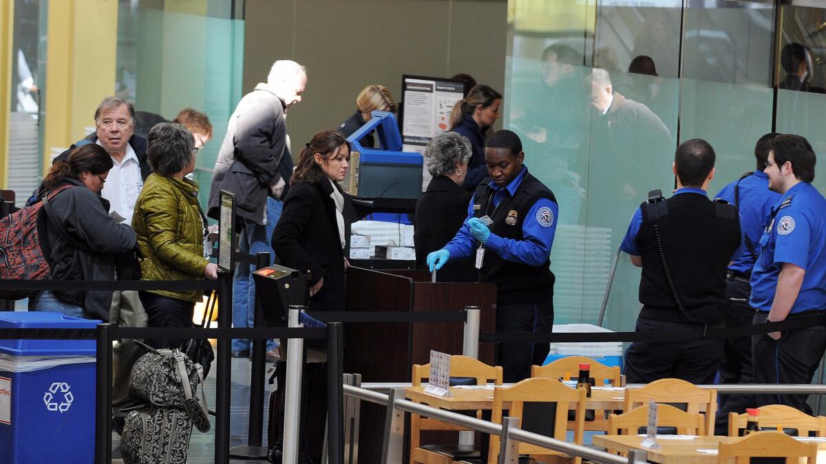 A Transportation Security Administration checkpoint at Ronald Reagan National Airport in Washington, D.C.