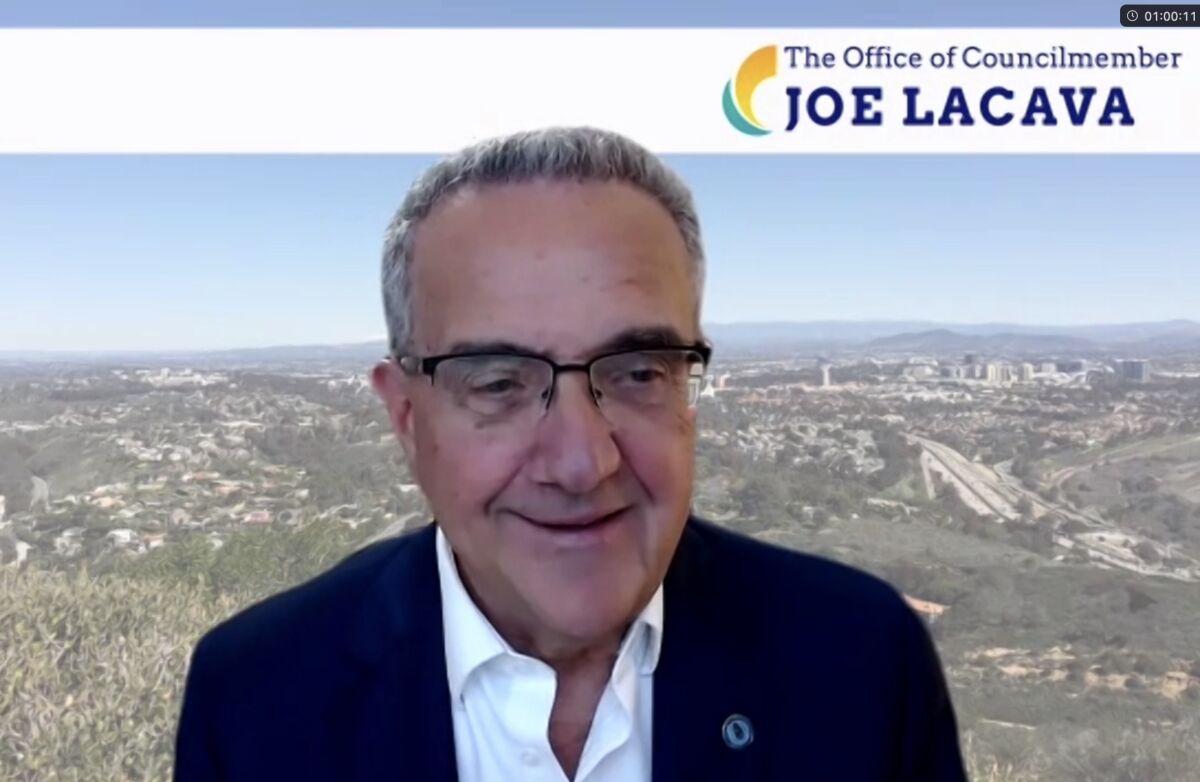 San Diego City Councilman Joe LaCava speaks to the La Jolla Shores Association on April 12 online.