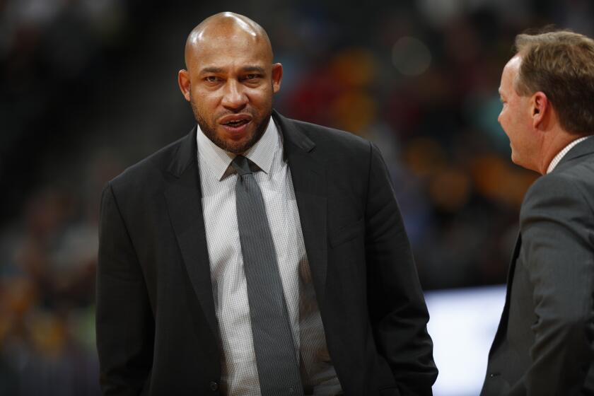 Atlanta Hawks assistant coach Darvin Ham in the second half of an NBA basketball game Friday.