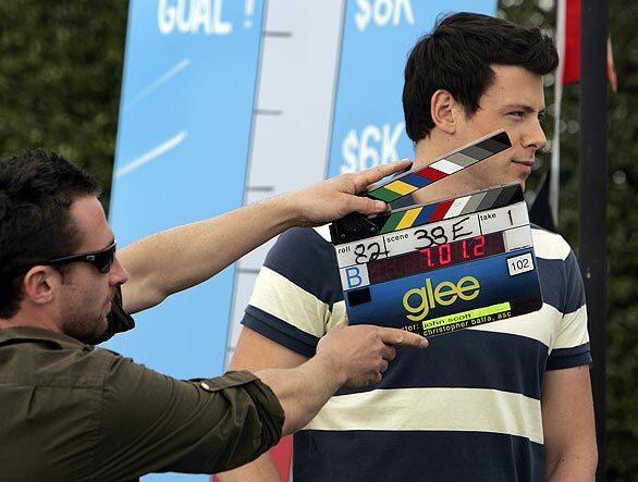 Cory Monteith (Finn) gets ready to shoot a car wash scene on the set of Fox's new musical comedy "Glee" at Paramount Studios in Hollywood. RELATED: 'Glee' on Fox