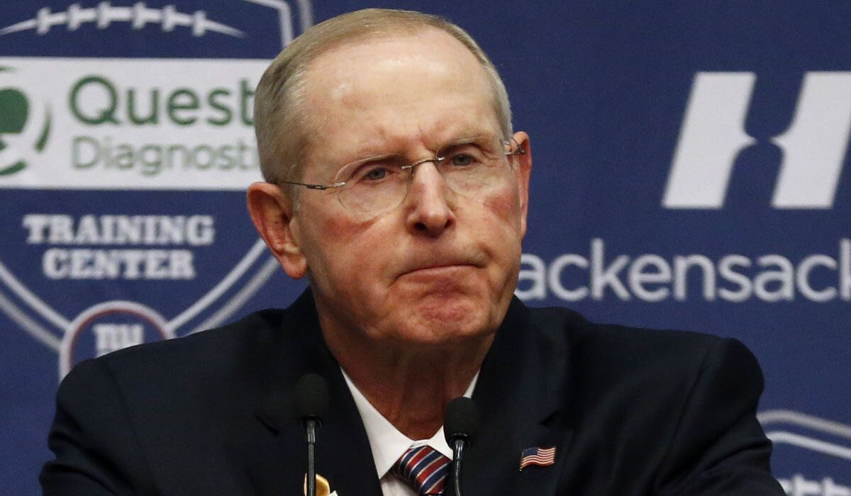 Tom Coughlin speaks during his farewell news conference as New York Giants coach on Jan. 15, 2016.