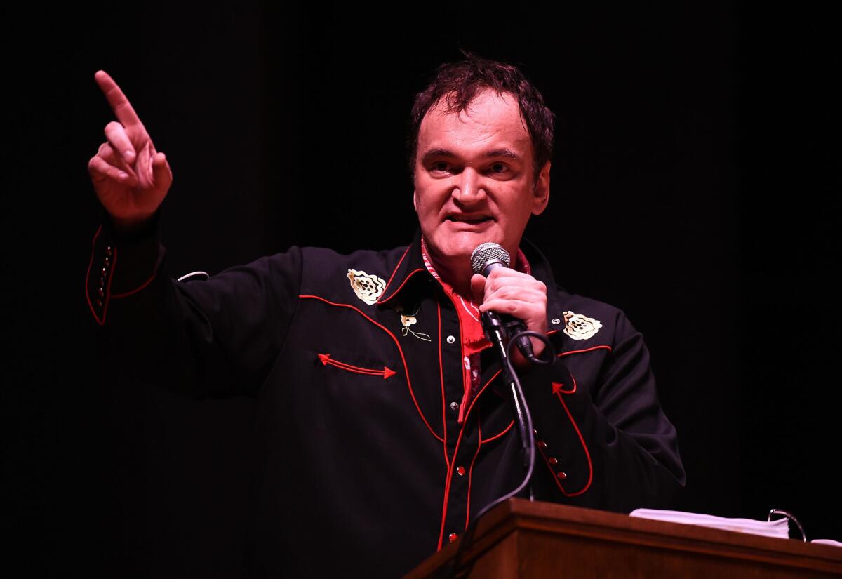 Quentin Tarantino directs a staged reading of his "Hateful Eight" screenplay.