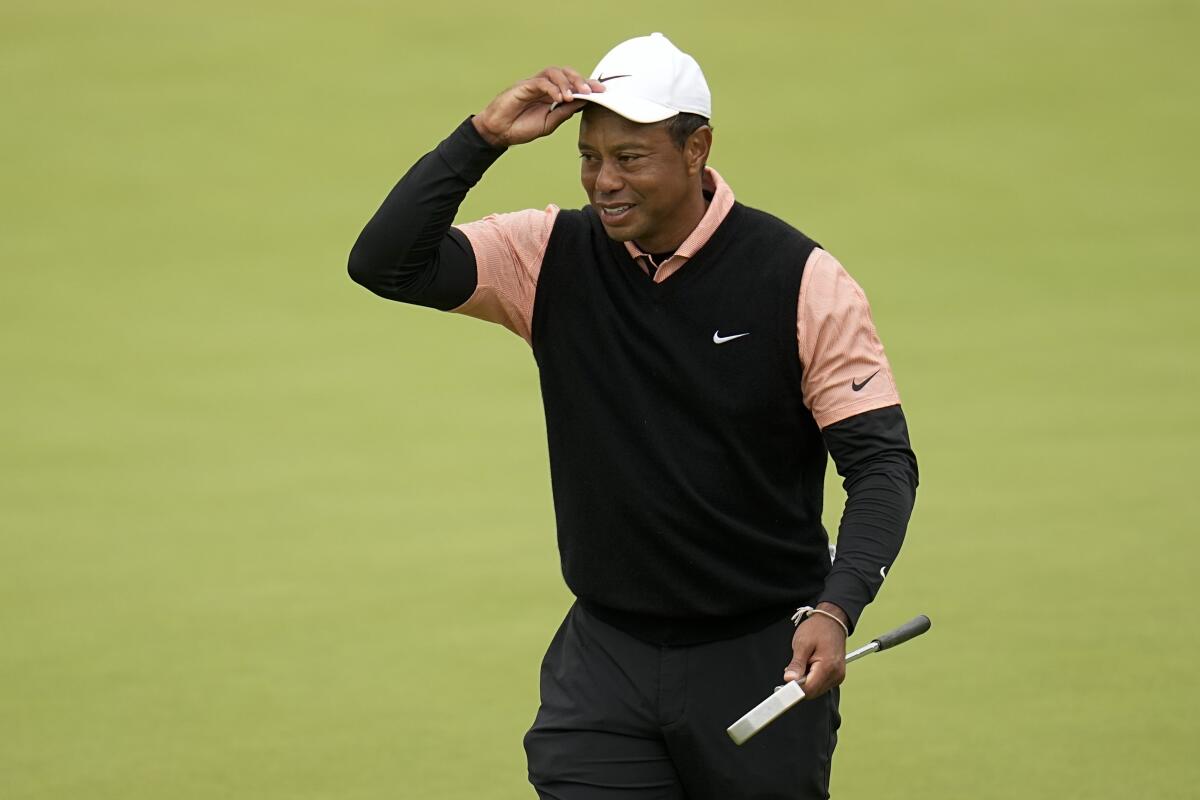 Tiger Woods walks on 18th green during the third round of the PGA Championship on May 21, 2022.