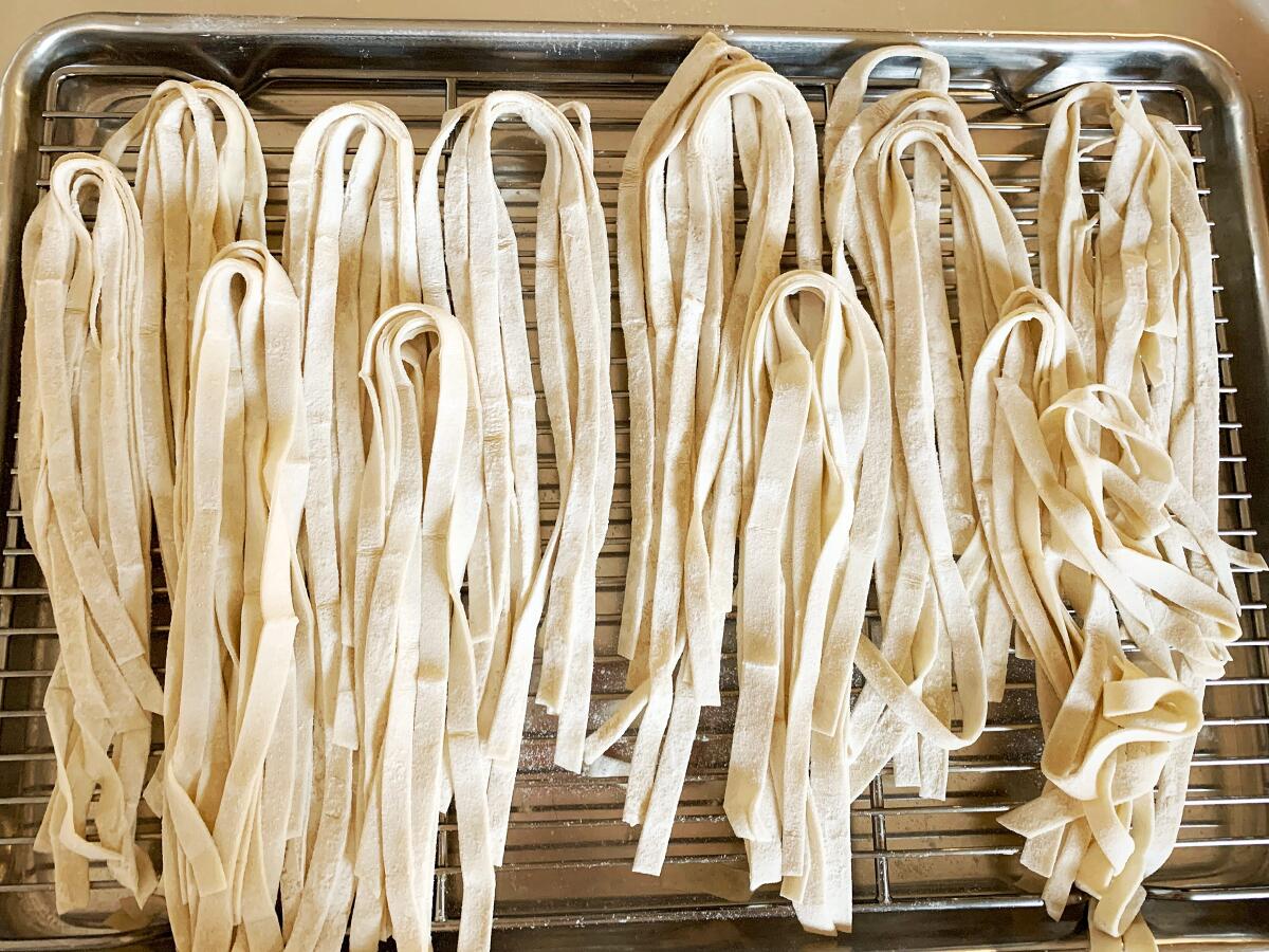 LOS ANGELES, CA., May 15, 2020: How to boil water-handmade noodles May 15, 2020 (Geneveive Ko/ Los Angeles Times)