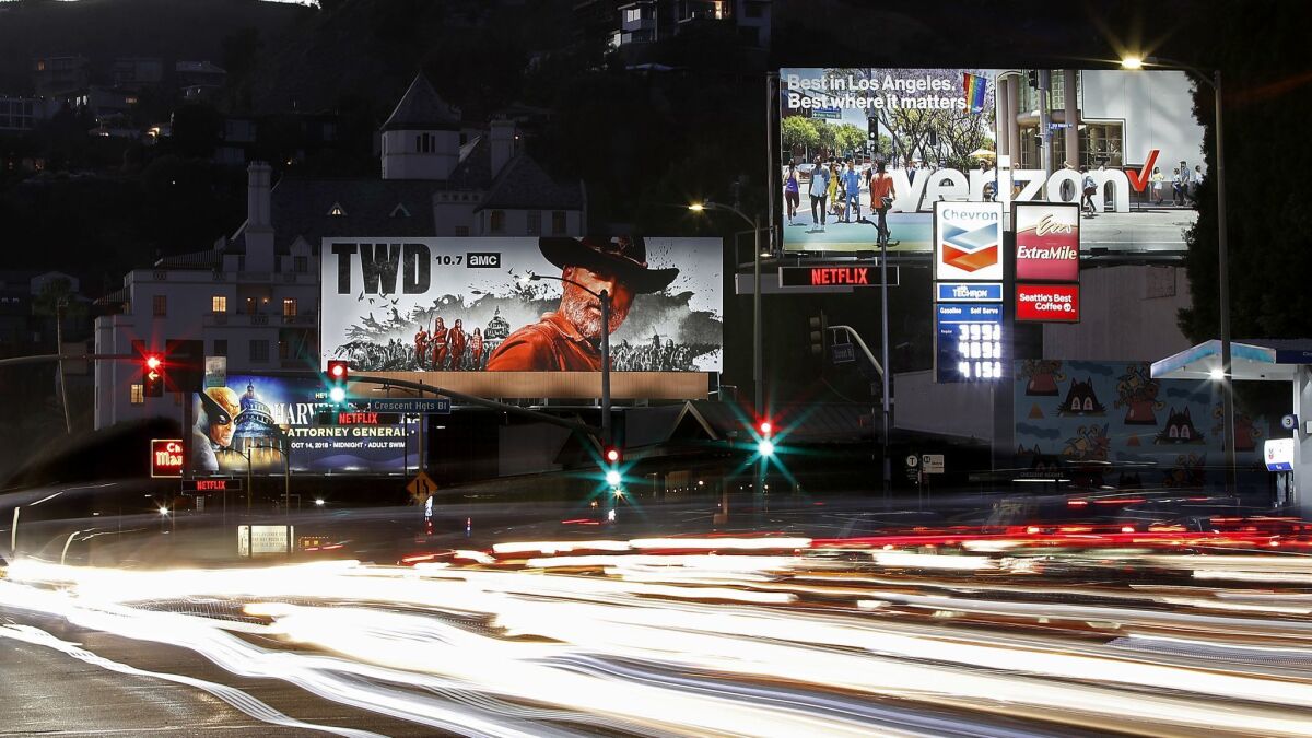 Three billboards outside the Chateau Marmont are among those that Netflix has purchased along the Sunset Strip in West Hollywood.