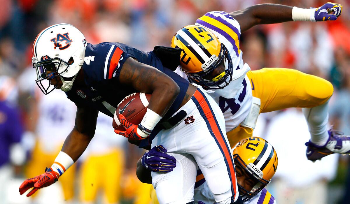 Receiver Quan Bray and No. 2 Auburn got past Deion Jones (45), Lamar Louis (23) and Louisiana State last week. This week the Tigers get No. 3 Mississippi State.