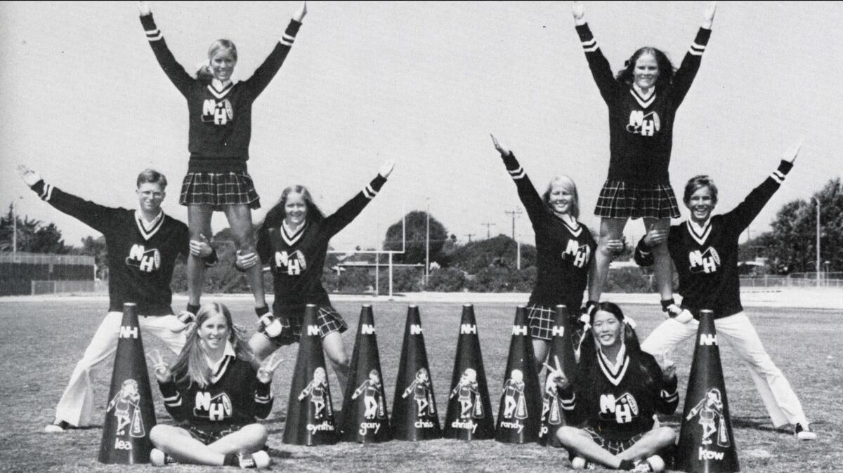 Pictured is a cheerleading team at Newport Harbor High School from 1960.