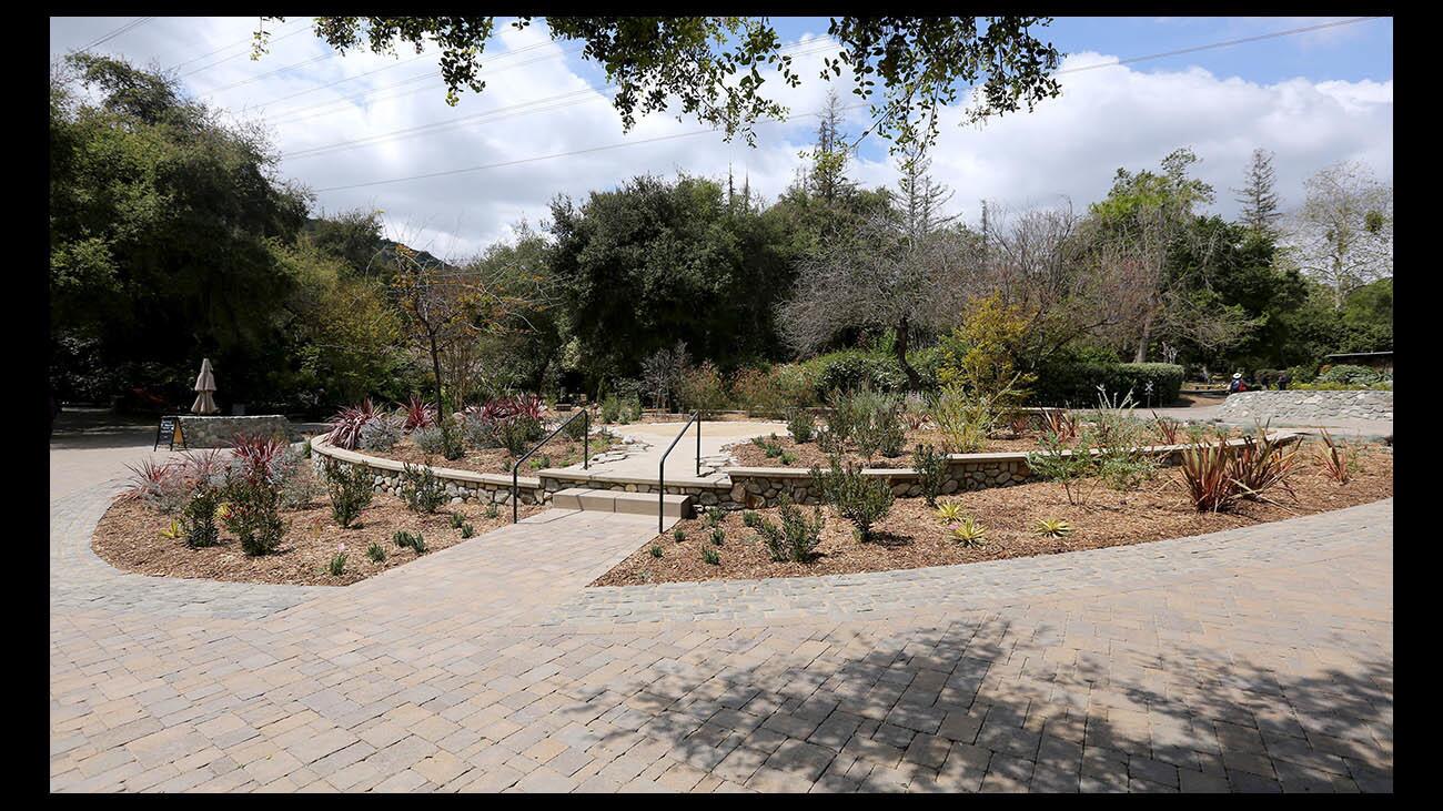 Descanso Gardens unveiled the newly re-designed drought-tolerant Center Circle entrance area, in La CaÃ±ada Flintridge, on Thursday, April 19, 2018. The area was completely rebuilt and includes a year-round color theme and brand-new permeable paving.