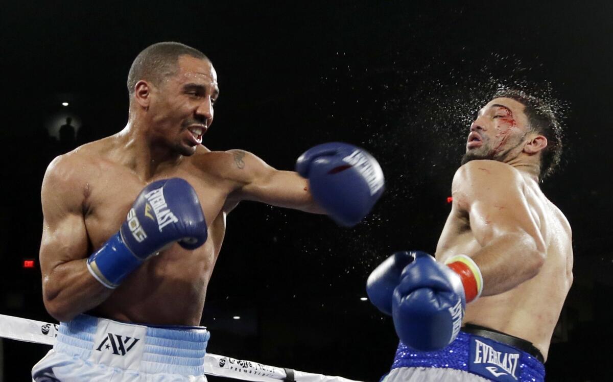 Andre Ward, left, lands a left during his victory over Edwin Rodriguez in November.