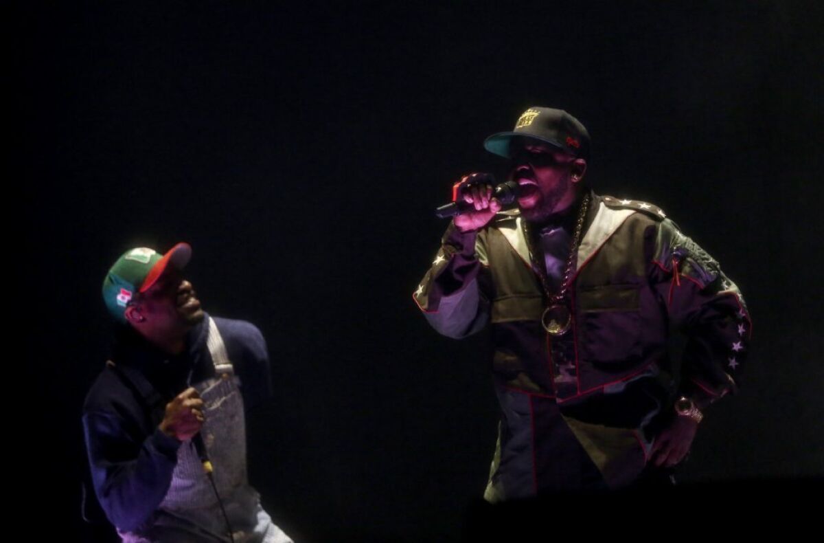 Andre 3000, left, and Big Boi of Outkast perform during Day 1 of the 2014 Coachella Valley Music & Arts Festival at the Empire Polo Club on Friday.