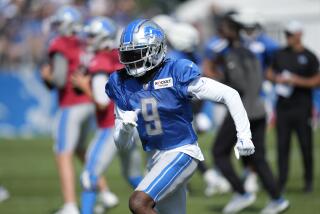 Detroit Lions wide receiver Jameson Williams (9) runs during an NFL football practice in Allen Park, Mich., Wednesday, Aug. 9, 2023. (AP Photo/Paul Sancya)