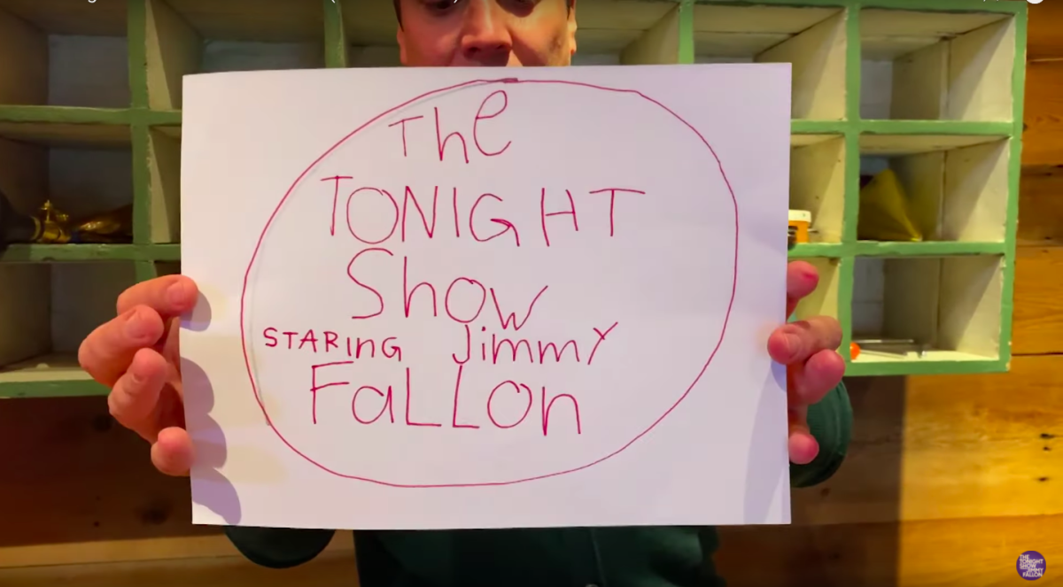 Jimmy Fallon filmed his late-night show from his home.