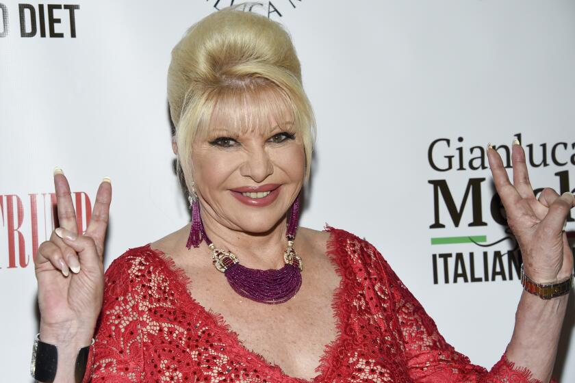 Ivana Trump announces the new "Italiano Diet" to stay healthy and fight obesity at the Oak Room at the Plaza Hotel on Wednesday, June 13, 2018, in New York. (Photo by Evan Agostini/Invision/AP)