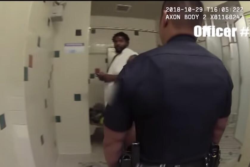 Footage from LAPD body cam shows Albert Ramon Dorsey in the gym locker room in Hollywood.