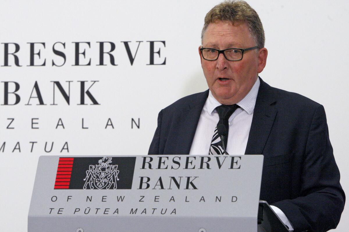 FILE - New Zealand's Reserve Bank Governor Adrian Orr speaks to the media in Wellington, New Zealand on May 8, 2019. New Zealand’s central bank on Wednesday, July 13, 2022, lifted its benchmark interest rate by half a percentage point to 2.5% as it attempts to curb inflation. (AP Photo/Nick Perry, File)