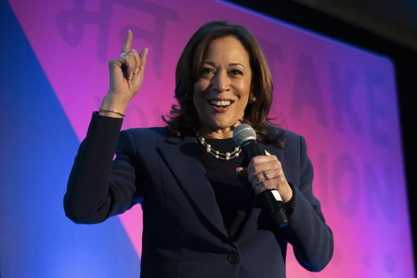 Vice President Kamala Harris speaks to the Indian American Impact Project's Annual Summit, Wednesday, May 15, 2024, in Washington. (AP Photo/Jacquelyn Martin)