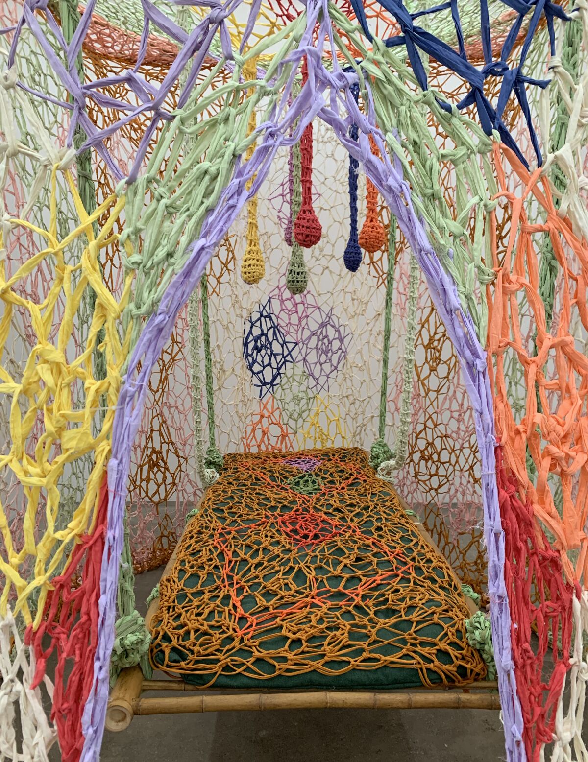 Detail of an installation by Brazilian artist Ernesto Neto at Tanya Bonakdar.