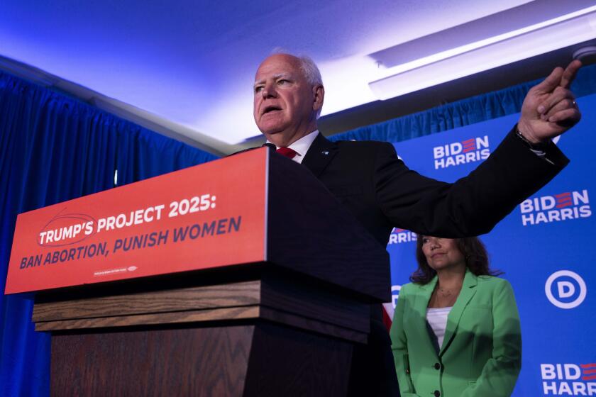 Minnesota Gov. Tim Walz speaks during a news conference for the Biden-Harris campaign discussing the Project 2025 plan during the third day of the 2024 Republican National Convention near the Fiserv Forum, Wednesday, July 17, 2024, in Milwaukee. (AP Photo/Joe Lamberti)