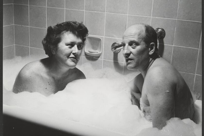 Julia Child and Paul Cushing Child in the bath 