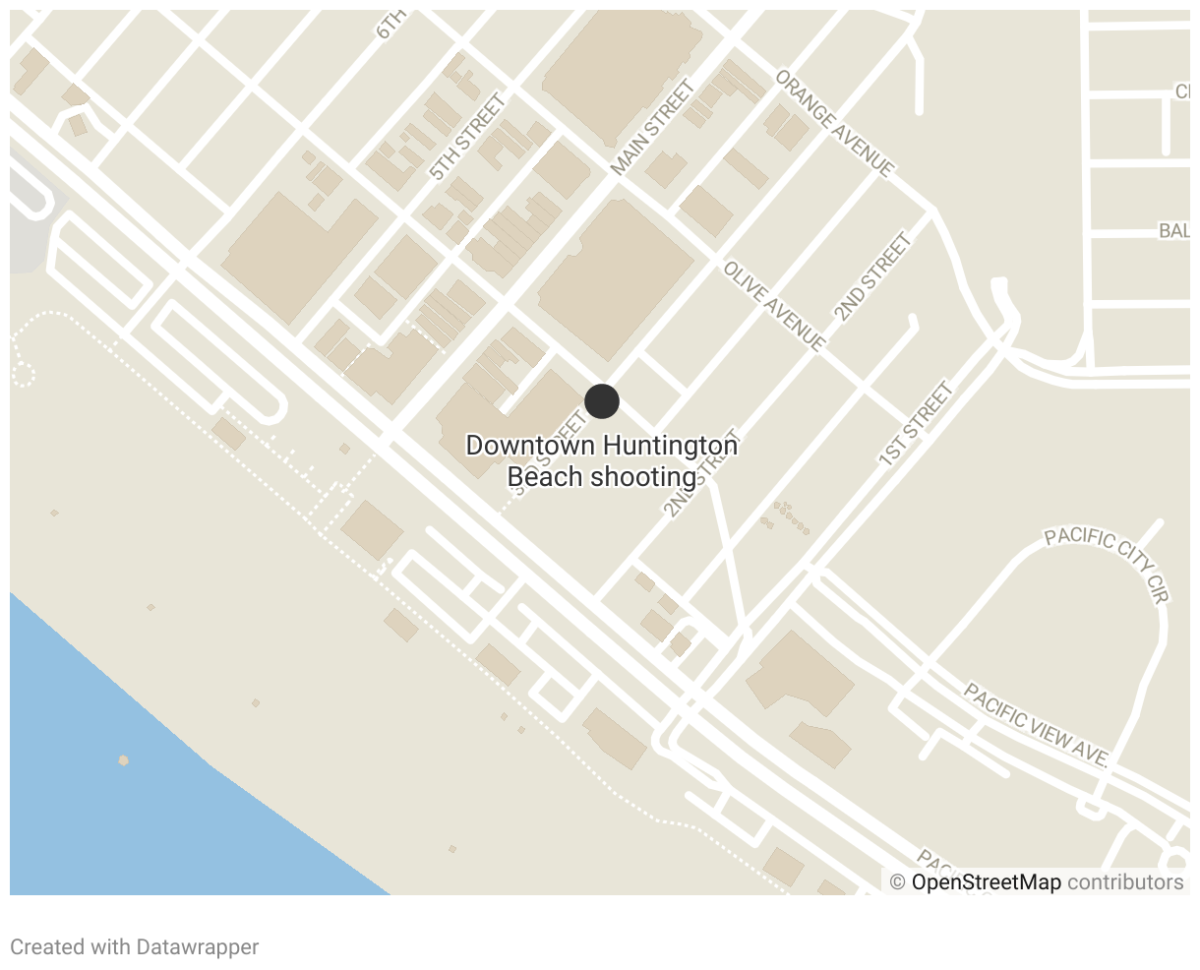 Huntington Beach police responded to reports of gunshots in downtown on Tuesday at around 11:40 p.m.