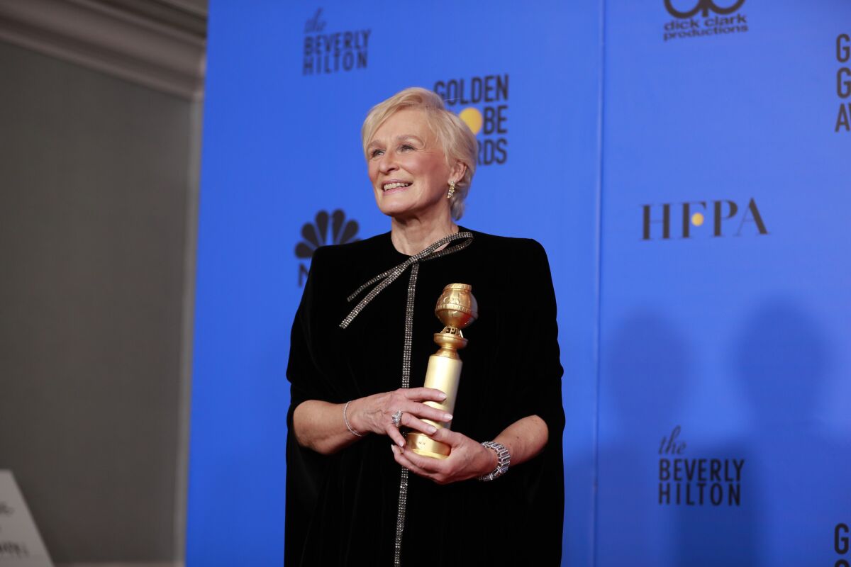 Glenn Close won her first Golden Globe for film, for lead actress in a drama for "The Wife."