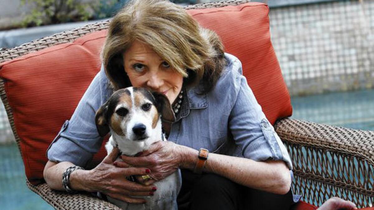 Linda Lavin with her dog Mickey at her West Hollywood home.