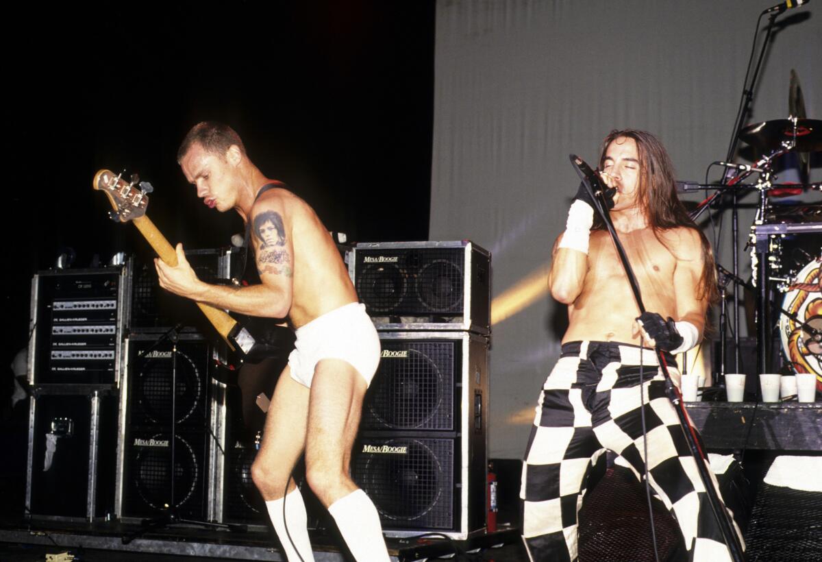 Red Hot Chili Peppers perform at Lollapalooza in Waterloo, N.J., Aug. 1, 1991.