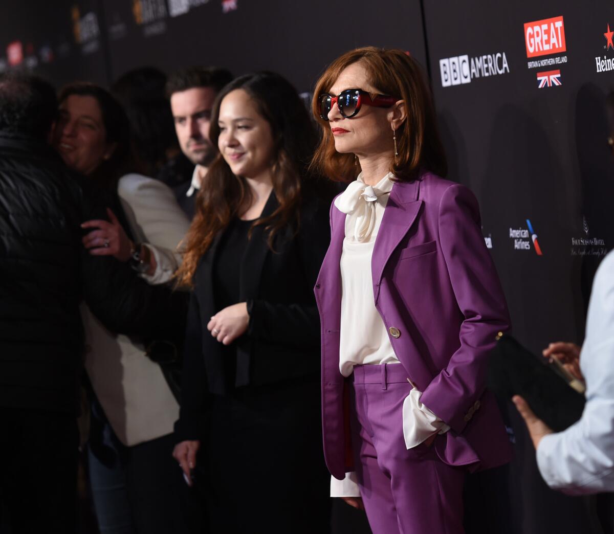 Isabelle Huppert arrives for the BAFTA Los Angeles Awards Season Tea Party at the Four Seasons Hotel Los Angeles at Beverly Hills on Jan. 6.