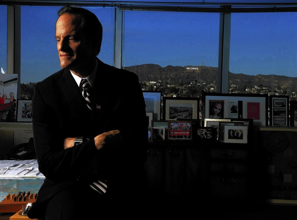 LOS ANGELES, CA., NOVEMBER 14, 2013: Michael Weinstein is the controversial leader of the AIDS Healthcare Foundation in his 21st floor office in Hollywood November 14, 2013(Mark Boster/Los Angeles Times).