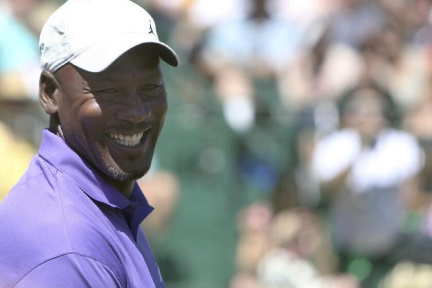 Michael Jordan, shown on the first tee of the American Century Celebrity Golf Championship in Lake Tahoe on July 20, is no stranger to the Ryder Cup.