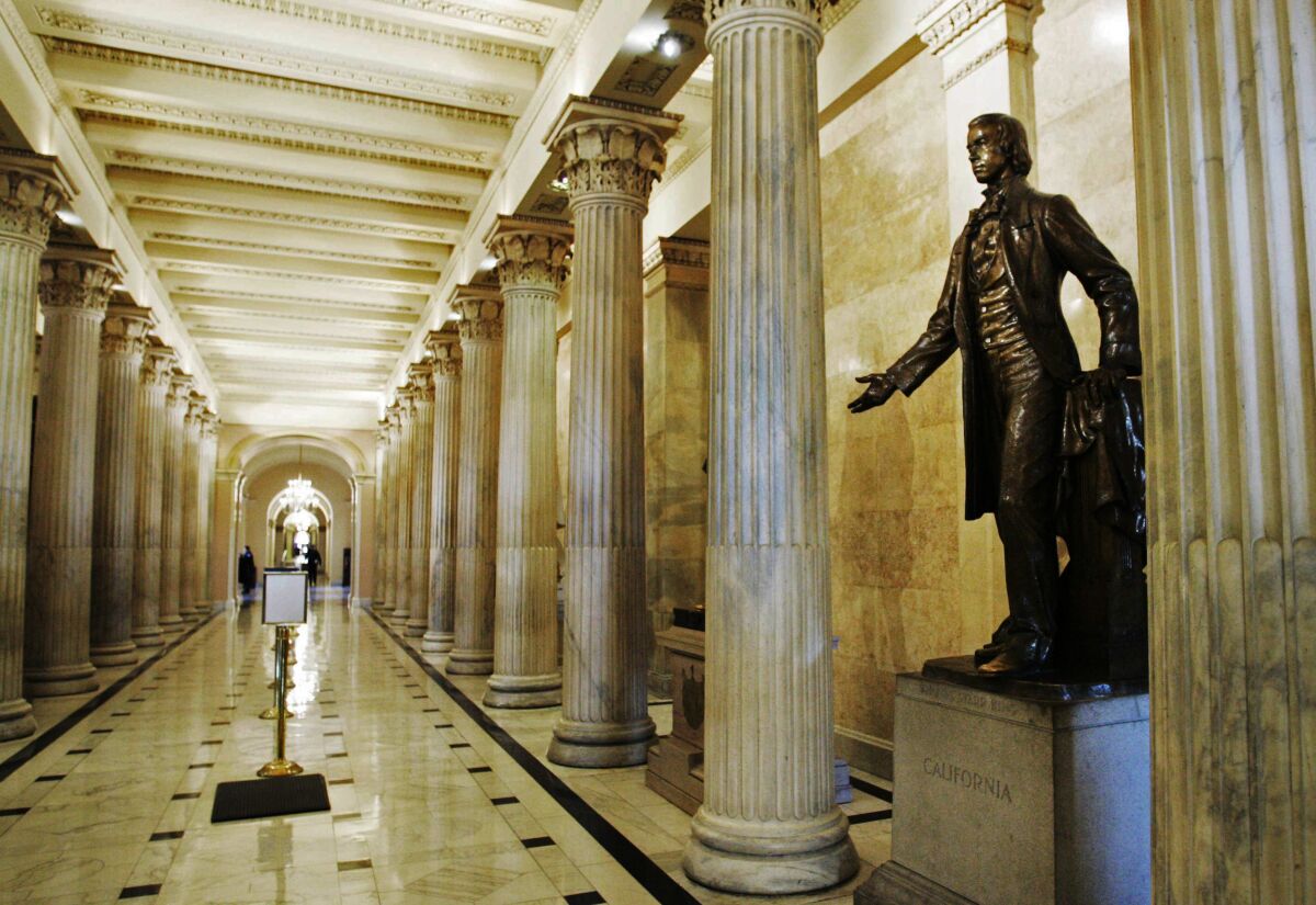 The statue of Thomas Starr King in the Hall of Columns at the Capitol in 2006