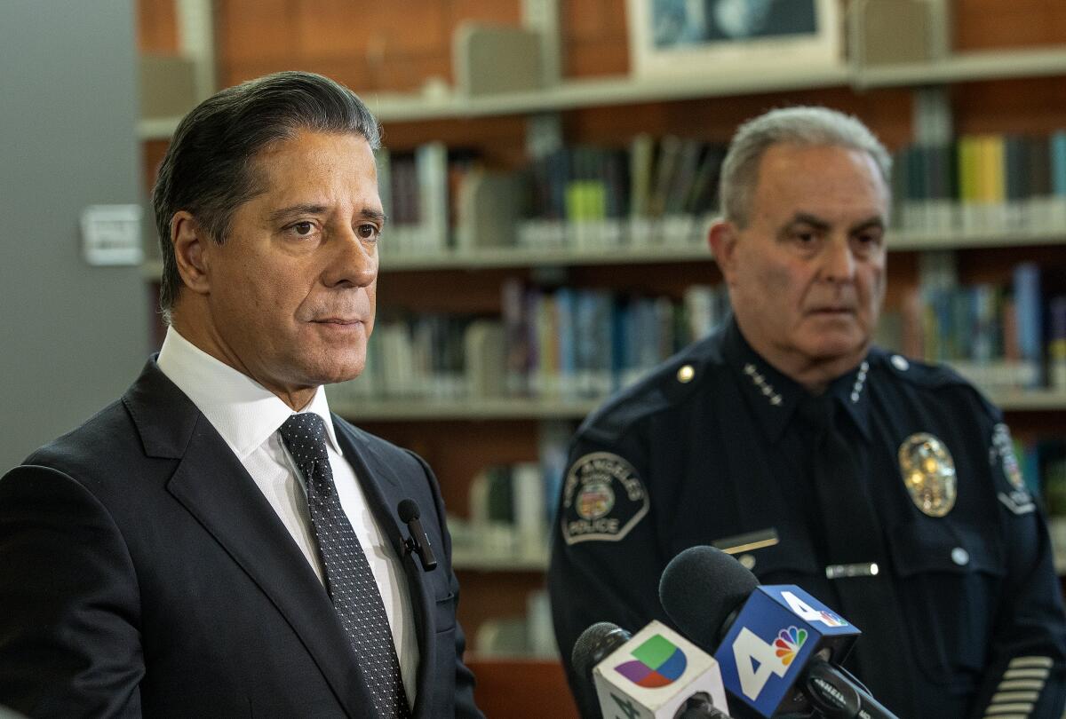 L.A. schools Supt. Alberto Carvalho, left, and school police Chief Steven Zipperman. 