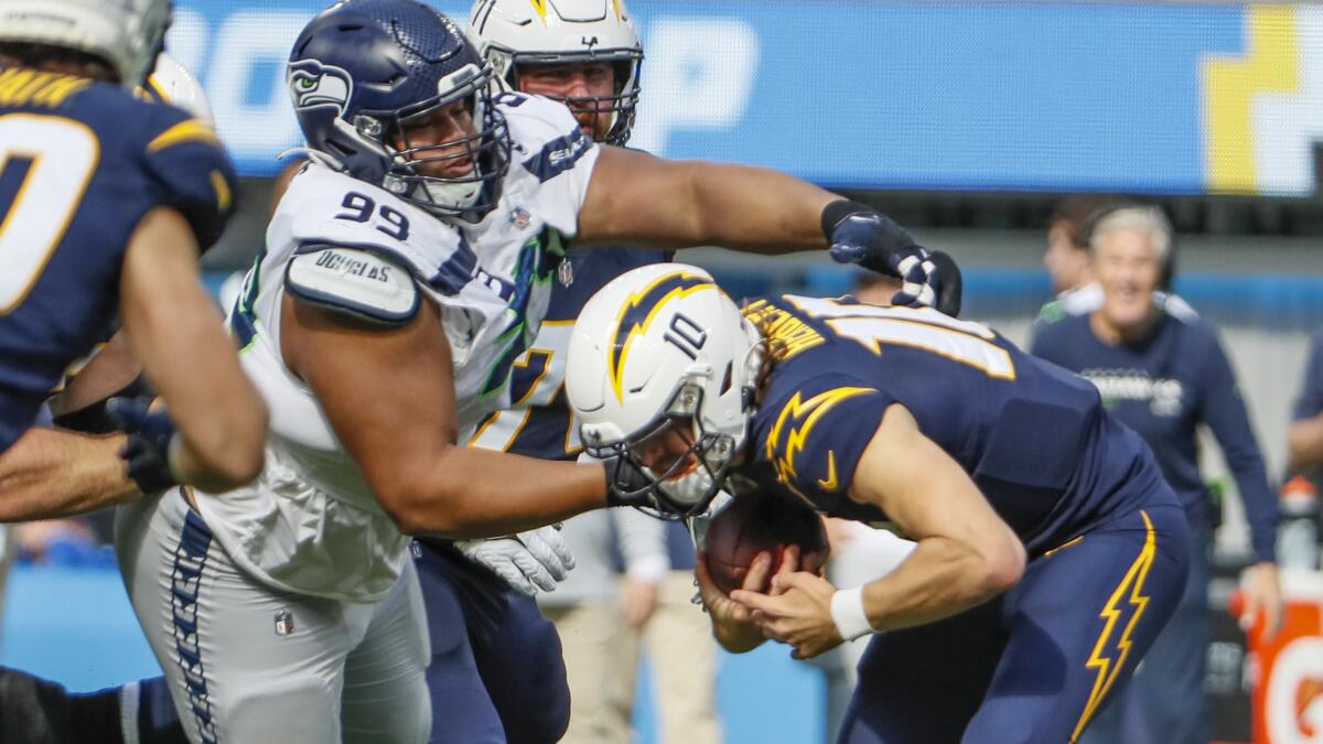 Chargers lose J.C. Jackson to knee injury, game to Seahawks