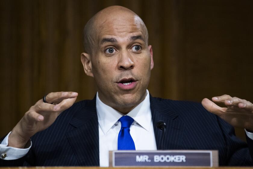 Sen. Cory Booker, D-N.J., asks a question during a Senate Judiciary Committee hearing.