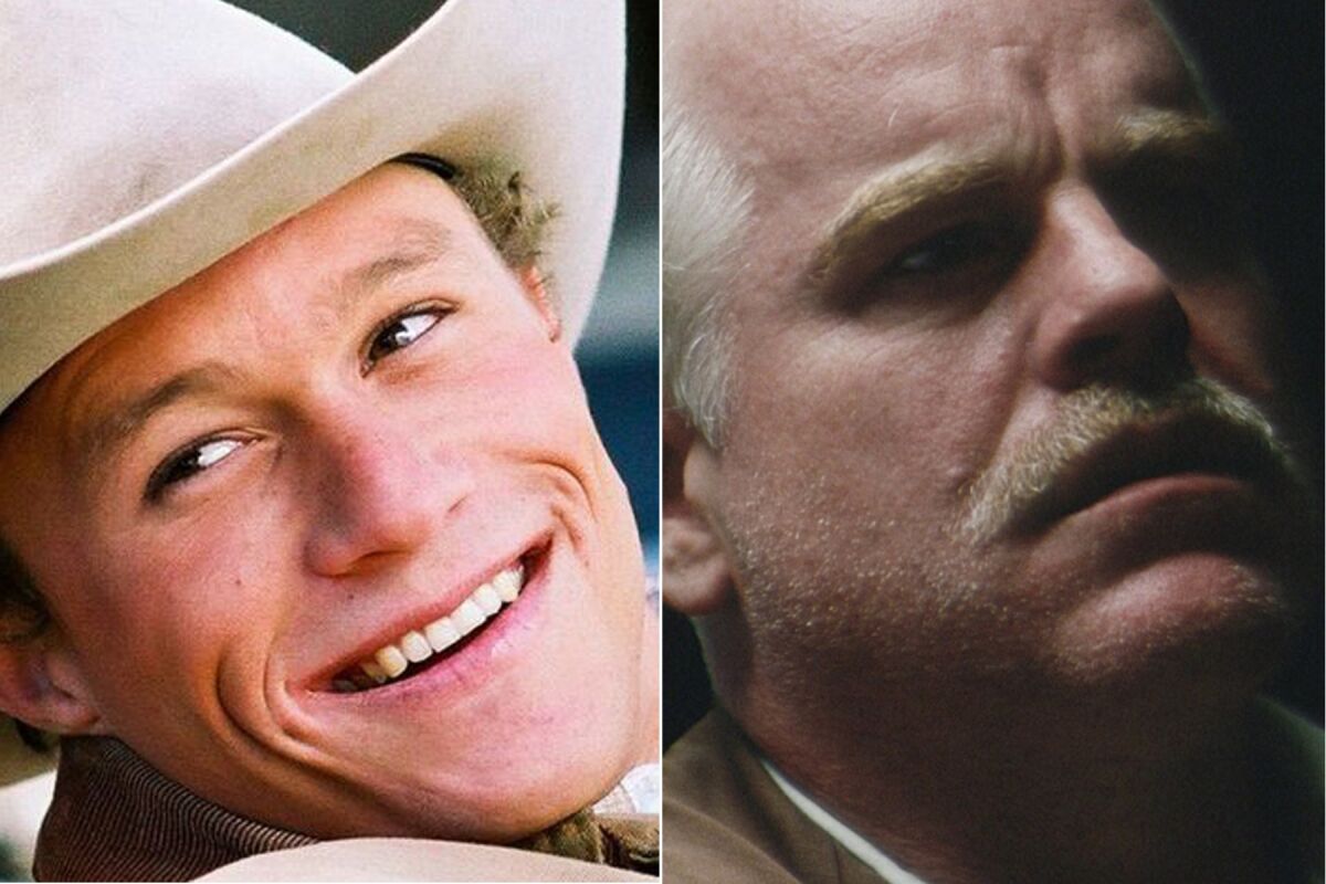 Heath Ledger in "Brokeback Mountain" and Philip Seymour Hoffman in "The Master."