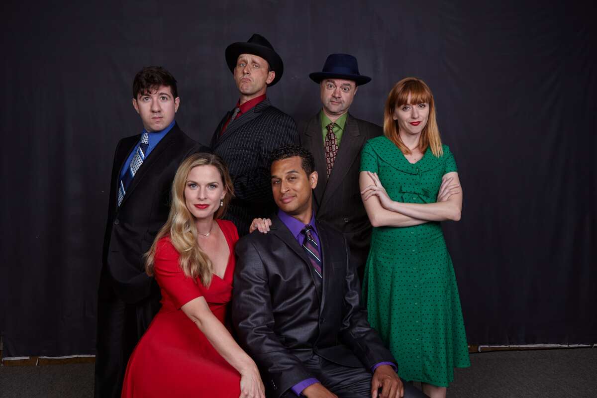 Another Roll of the Dice cast members (front row, seated): Allison Spratt Pearce and Darrick Penny; Back row, l-r: Elliot Lazar, Jason Maddy, Lance Carter and Sarah Errington